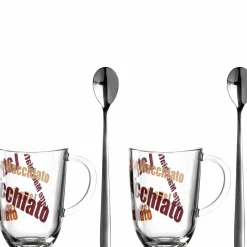 2 Latte Macchiato Tassen NAPOLI 380 ml 3 farbig + 2 Löffel