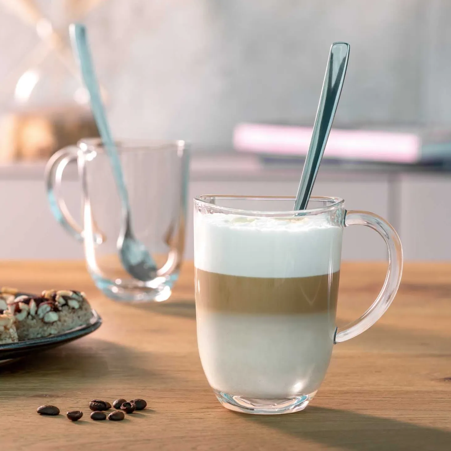 2 Latte Macchiato Tassen NAPOLI 380 ml + 2 Löffel