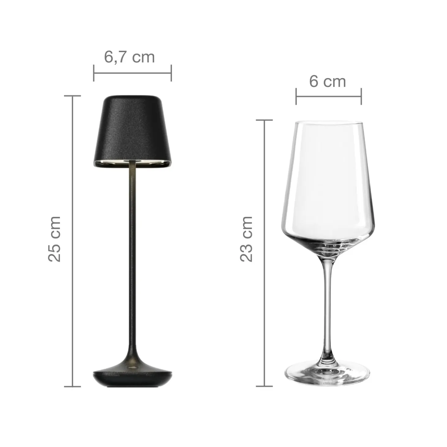 Akku-Tischleuchte CAPRI 25 cm schwarz