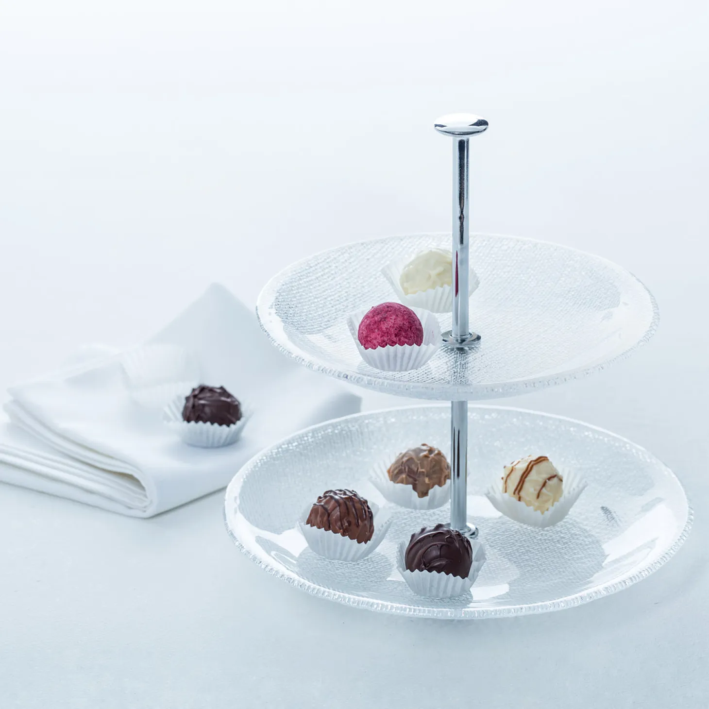 Glas-Etagere PRALINA 2-stöckig