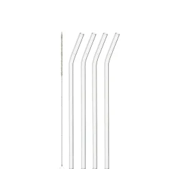 Glastrinkhalme CIAO 23 cm geknickt 4er-Set + Reinigungsbürste