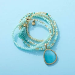 Halskette DONNA 80 cm türkis Sommer