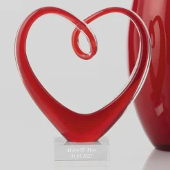 Herzskulptur HEART 24 cm rot mit persönlicher Gravur