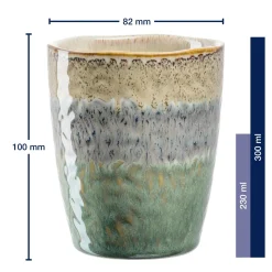 Keramikbecher MATERA 300 ml beige/anthrazit/grün 4er-Set