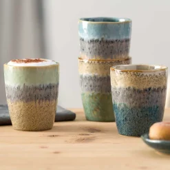 Keramikbecher MATERA 300ml blau/anthrazit/beige 4er-Set
