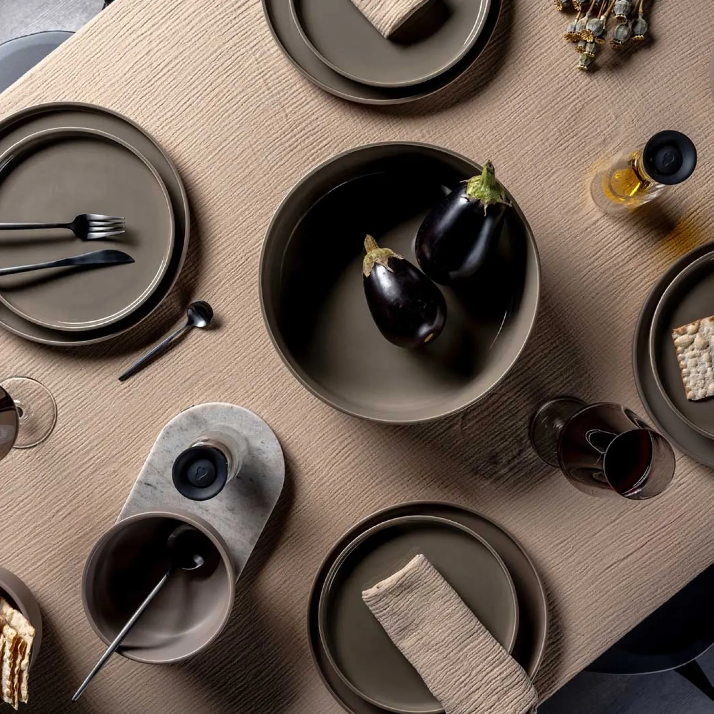 Keramikschale ROMA 30 cm taupe