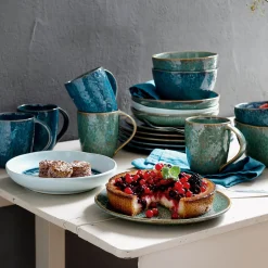 Keramikteller MATERA 21 cm blau tief 6er-Set