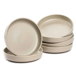 Keramikteller ROMA 20 cm beige tief 6er-Set