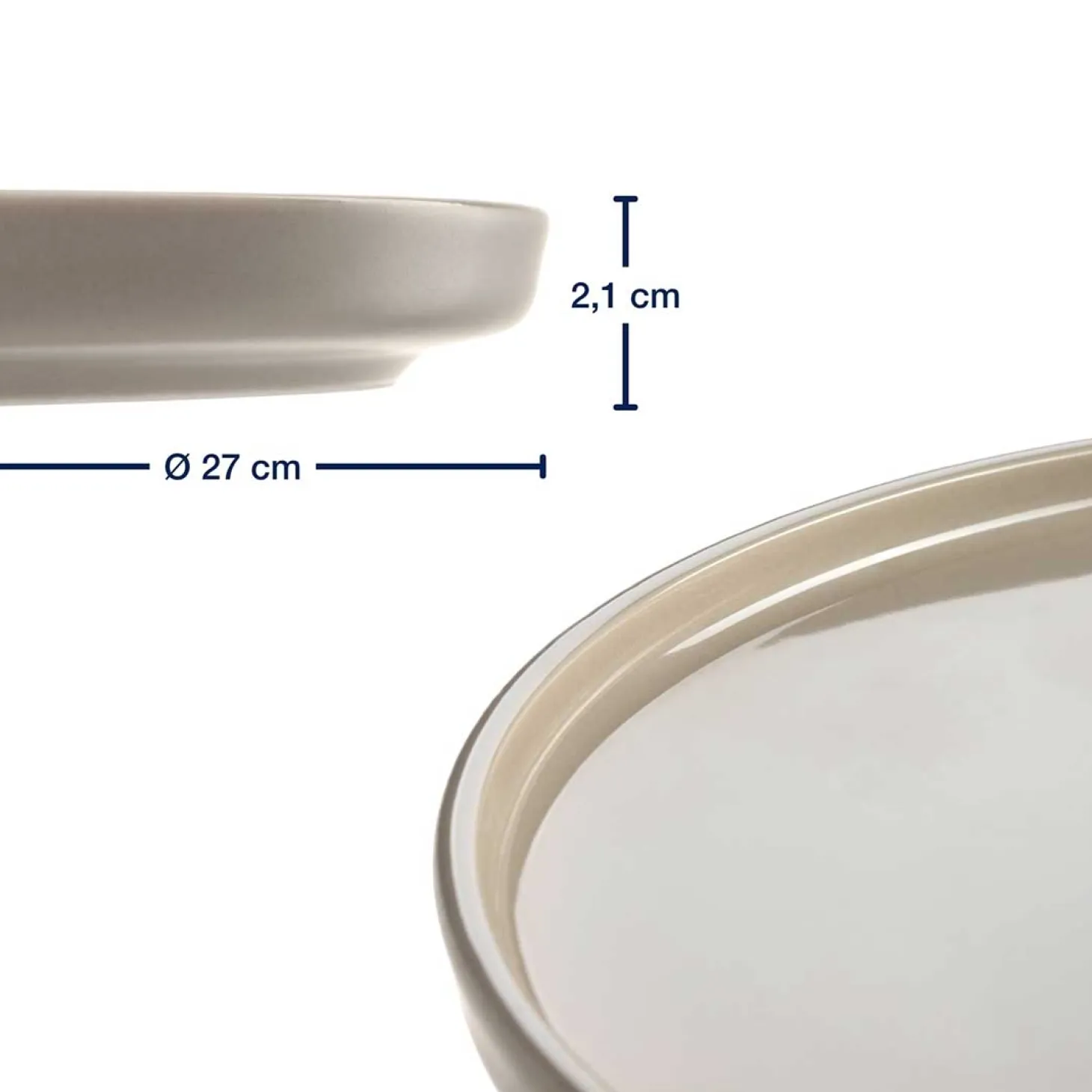 Keramikteller ROMA 27 cm beige 6er-Set