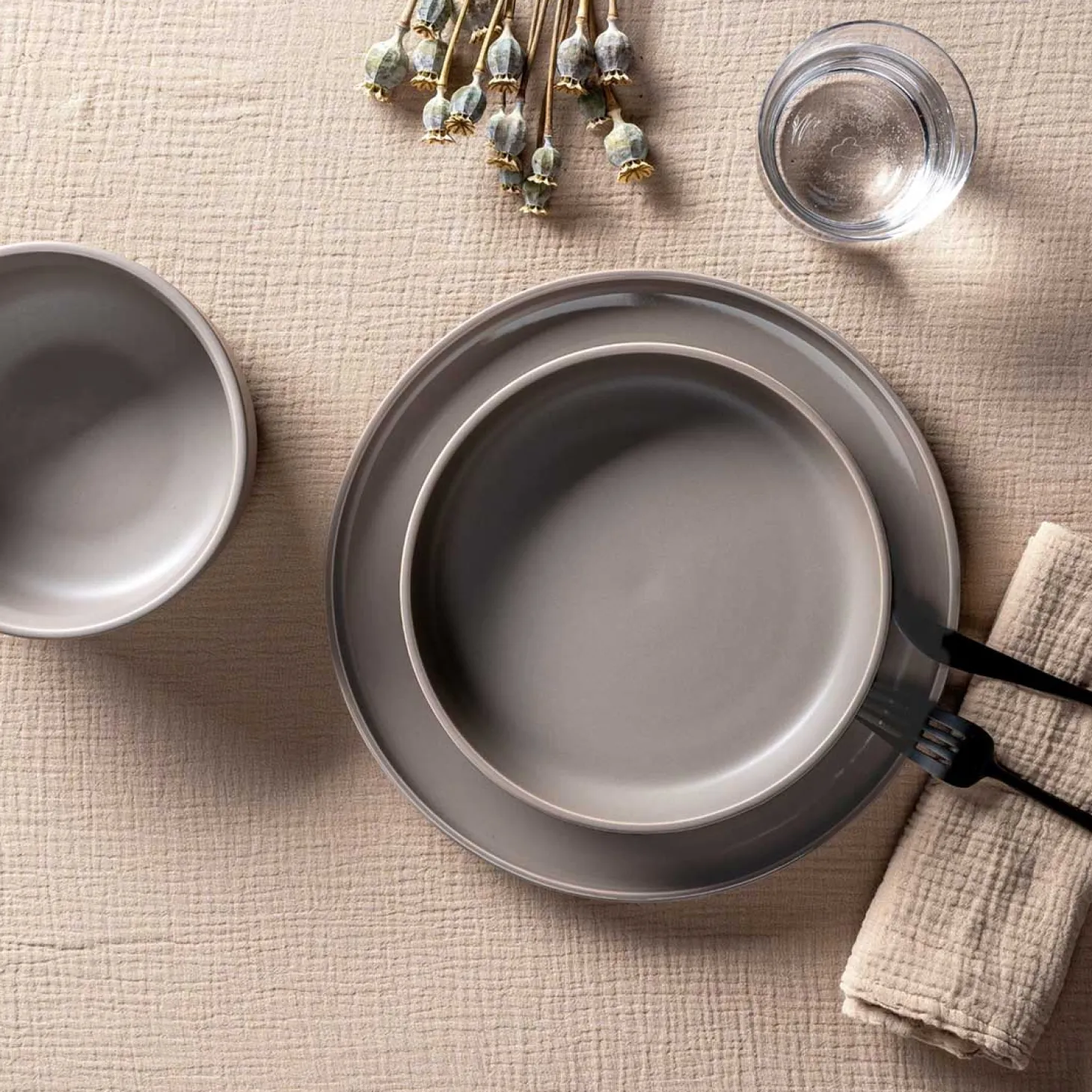 Keramikteller ROMA 20 cm taupe tief 6er-Set