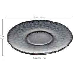 Keramikuntertasse MATERA 11 cm anthrazit 4er-Set