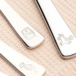 Kinderbesteck BAMBINI 4-teilig silber Panda, Einhorn, Flamingo