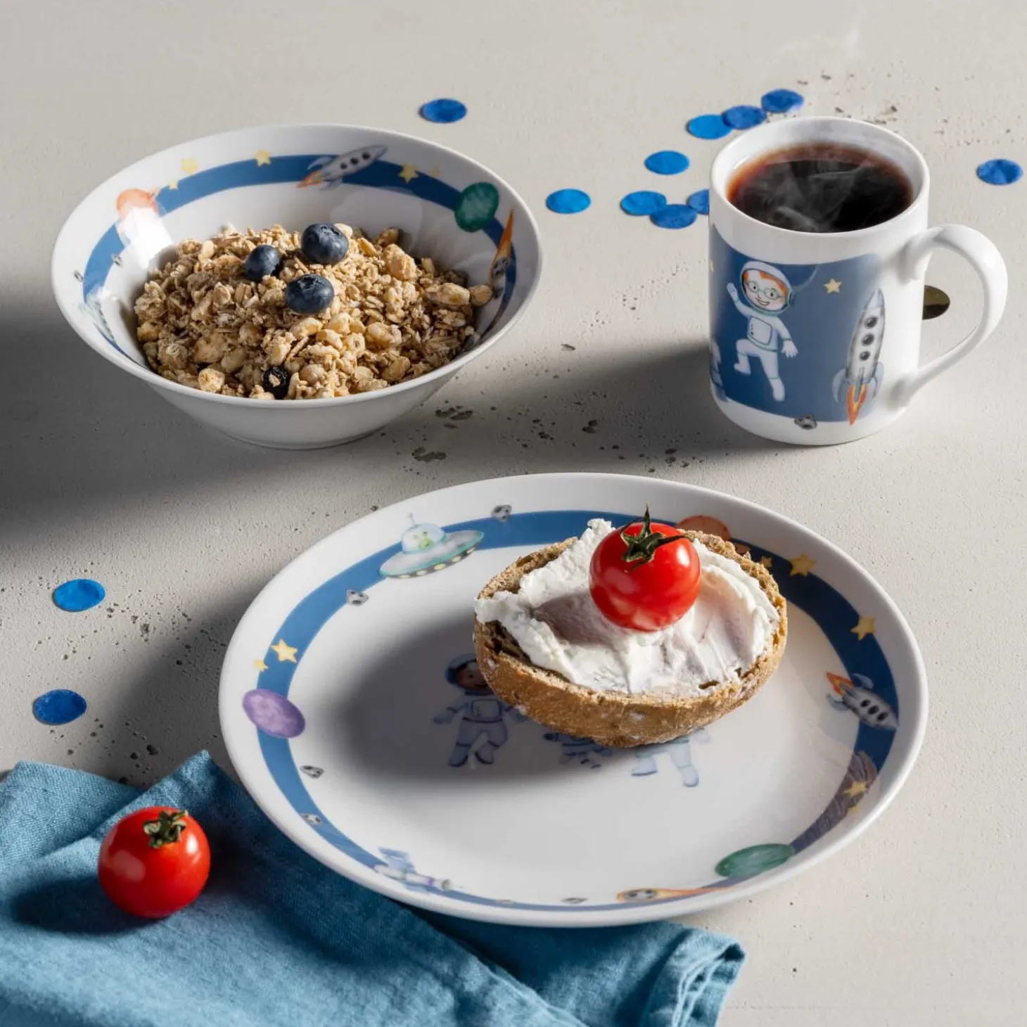 Kindergeschirr BAMBINI AVVENTURA 3-teilig Weltall