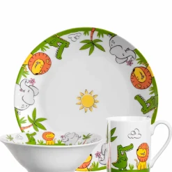 Kindergeschirr BAMBINI Krokodil/Elefant/Löwe 3-teilig