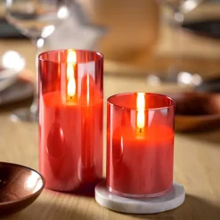 LED Kerze rot 15x8cm AUTENTICO