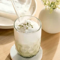 Matcha Latte Gläser GOCCE mit Glastrinkhalm 4-teilig