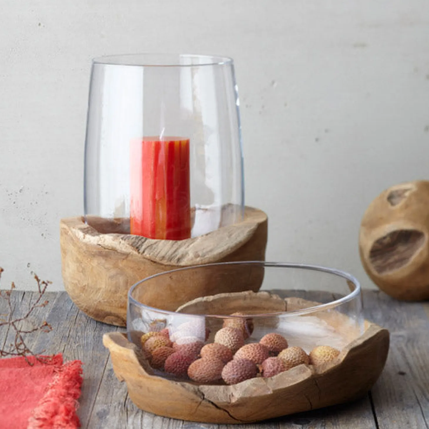 Schale TERRA 28 cm mit Teaksockel