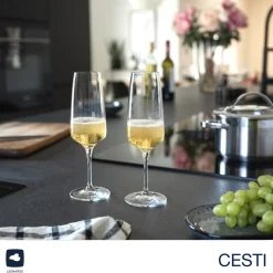 Sektglas CESTI 240 ml 6er-Set + Poliertuch
