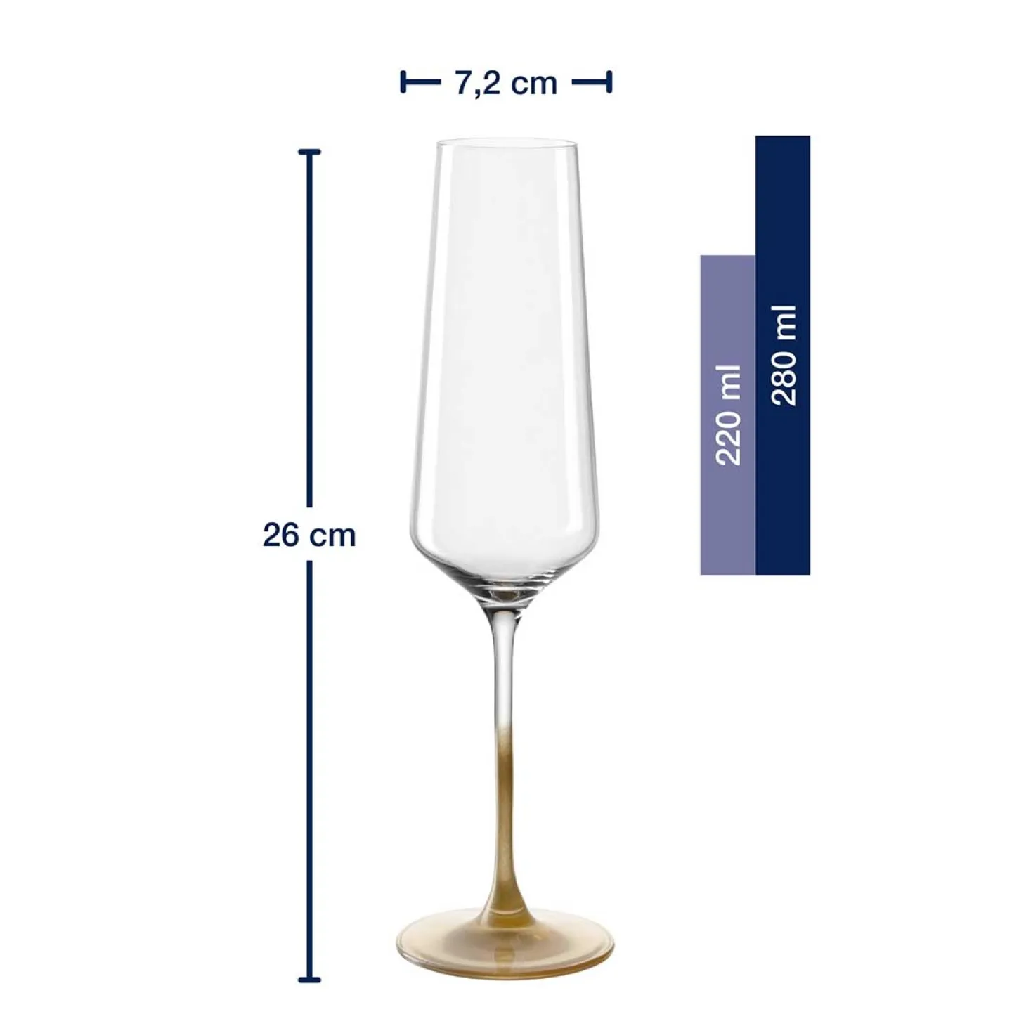 Sektglas PUCCINI 280 ml gold 2er-Set