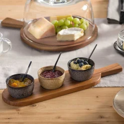 Servierbrett für Dipschälchen MATERA braun 40 cm x 11 cm