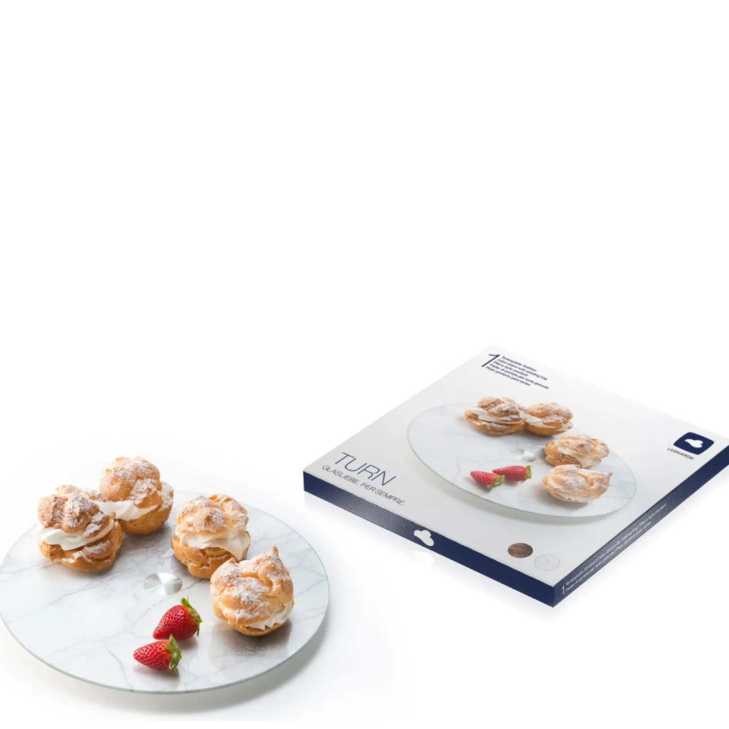 Servierplatte TURN 33 cm weiß Marmoroptik