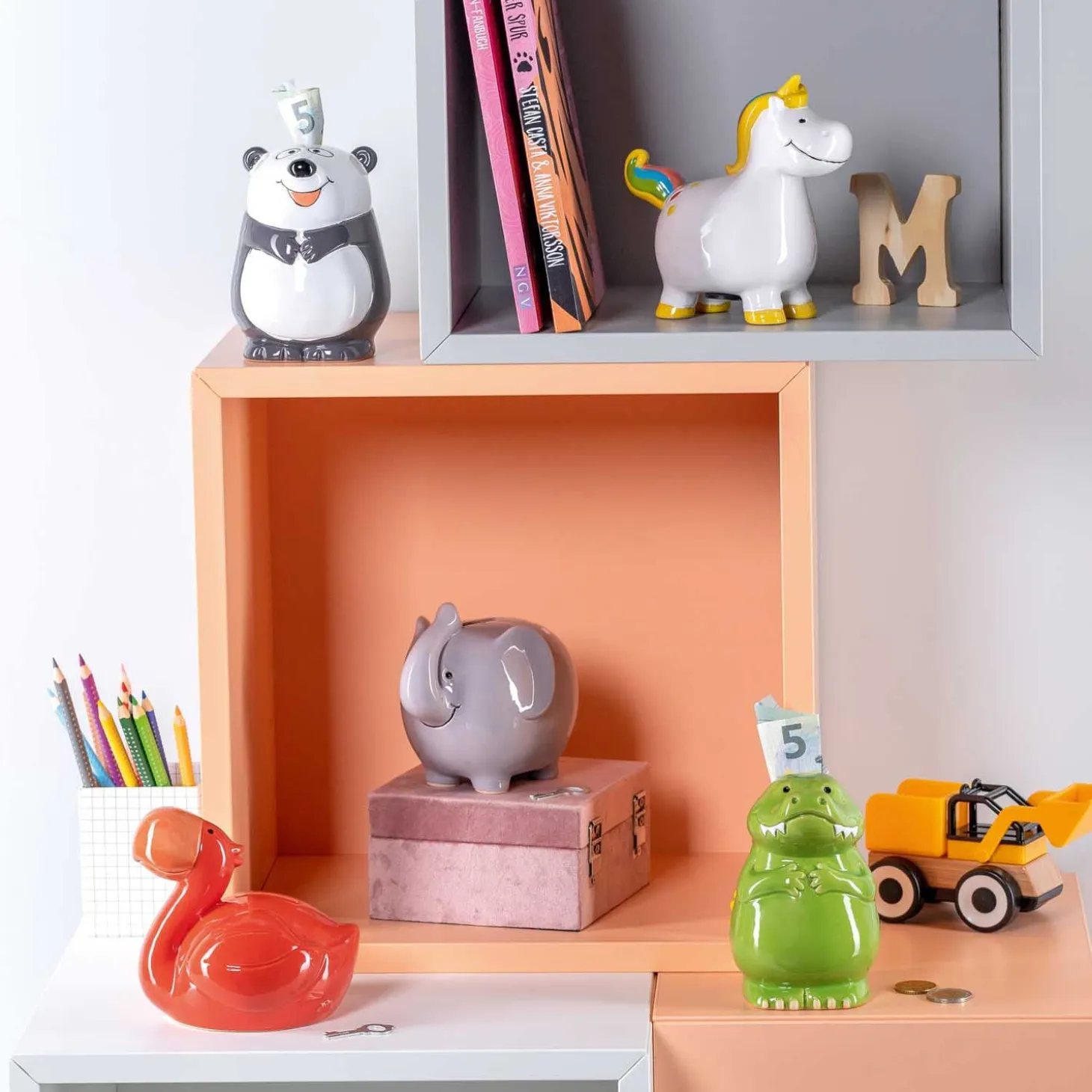 Spardose BAMBINI 12 cm rot Flamingo