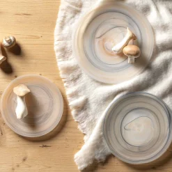 Teller ALABASTRO 18 cm beige/schwarz