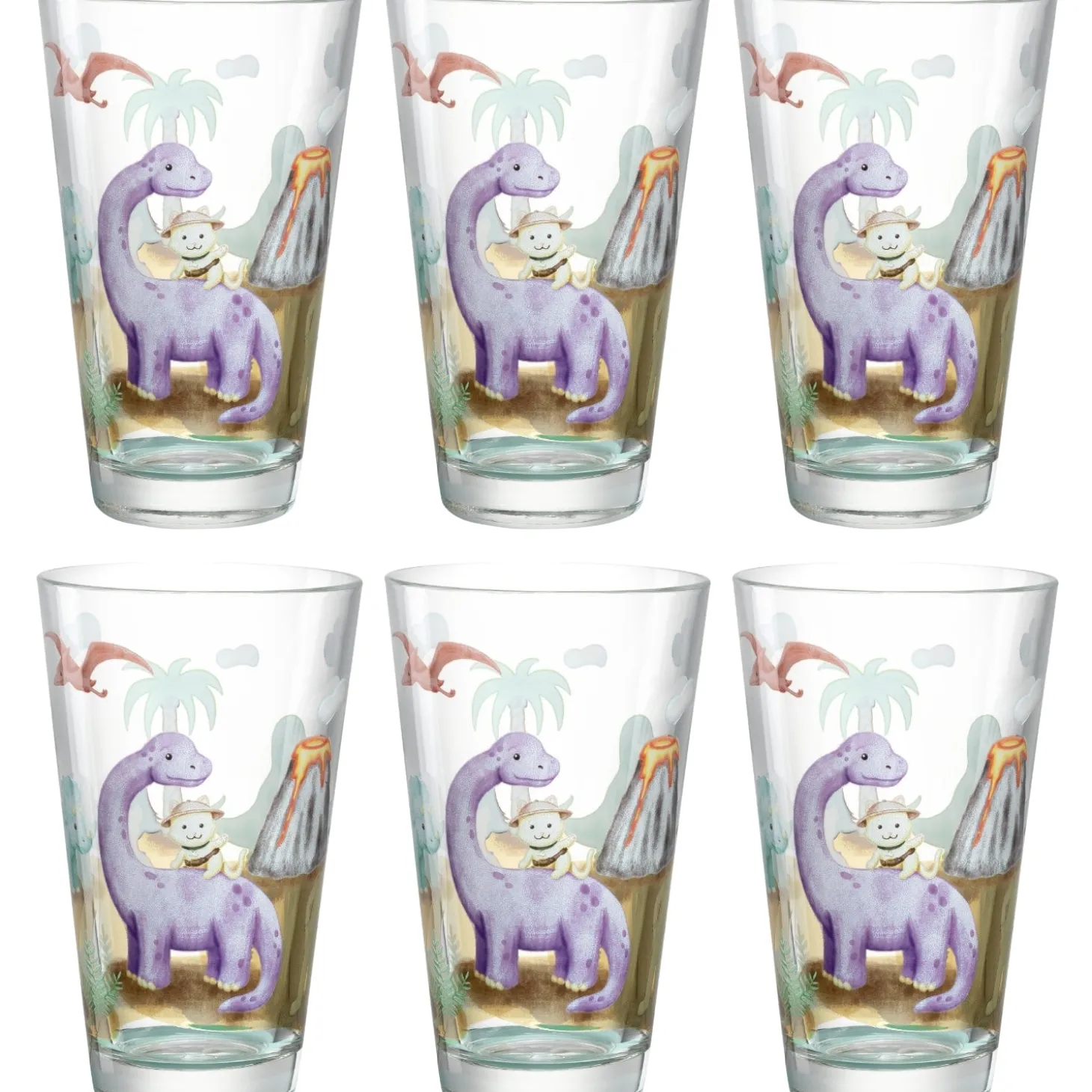 Trinkglas BAMBINI AVVENTURA 300ml Dino 6er-Set