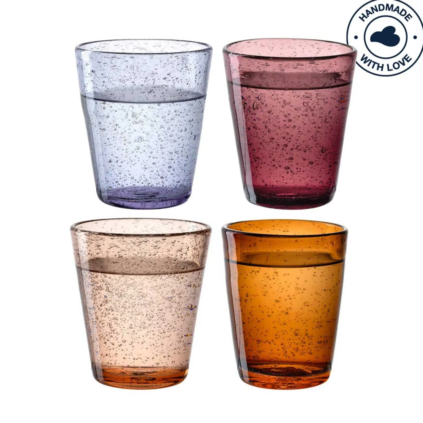 Trinkglas BURANO 330 ml warme Farben 4er-Set