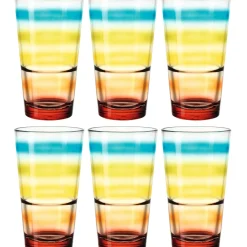 Trinkglas EVENT 330 ml bunt gestreift 6er-Set