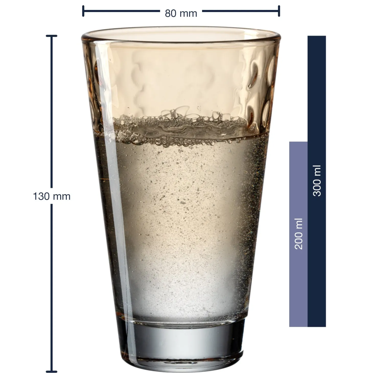 Trinkglas OPTIC 300 ml apricot 6er-Set