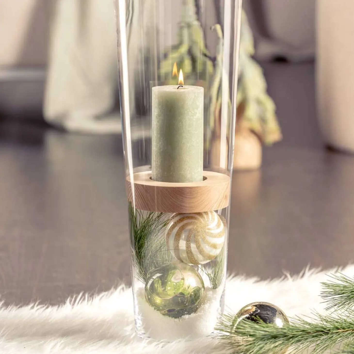 Vase 50 cm mit Holzeinsatz MAGICO