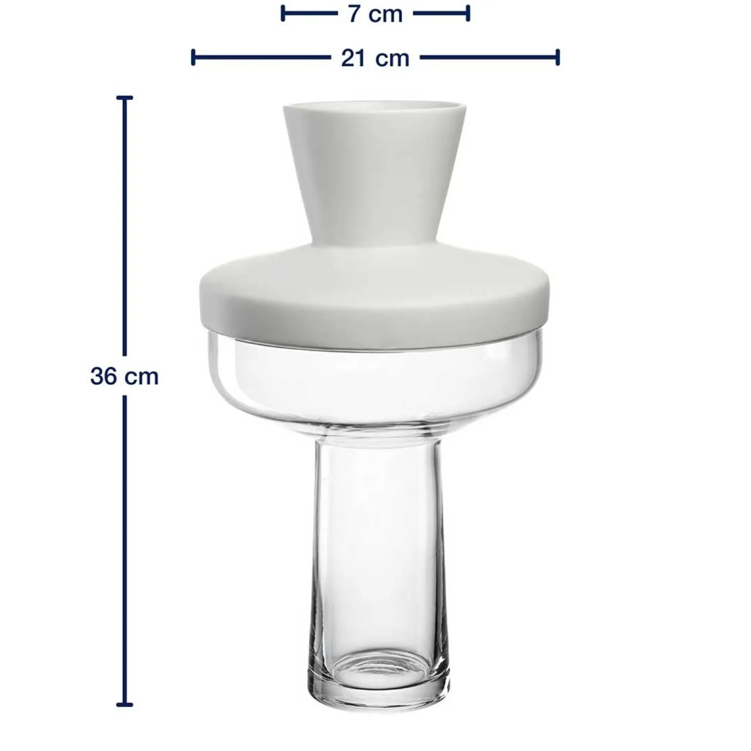 Vase RIVA mit Aufsatz 36 cm weiß