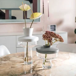 Vase RIVA mit Aufsatz 36 cm weiß