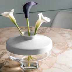 Vase RIVA mit Aufsatz 17 cm weiß