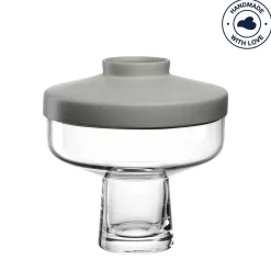 Vase RIVA mit Aufsatz 22 cm grau