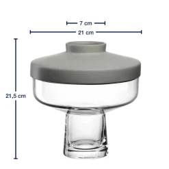 Vase RIVA mit Aufsatz 22 cm grau