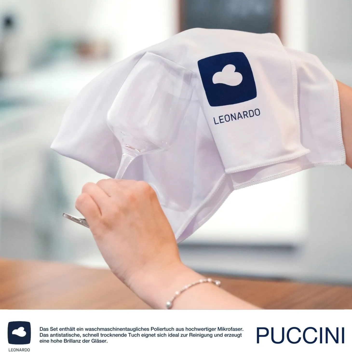 Weißweinglas PUCCINI 560 ml 6er-Set + Poliertuch