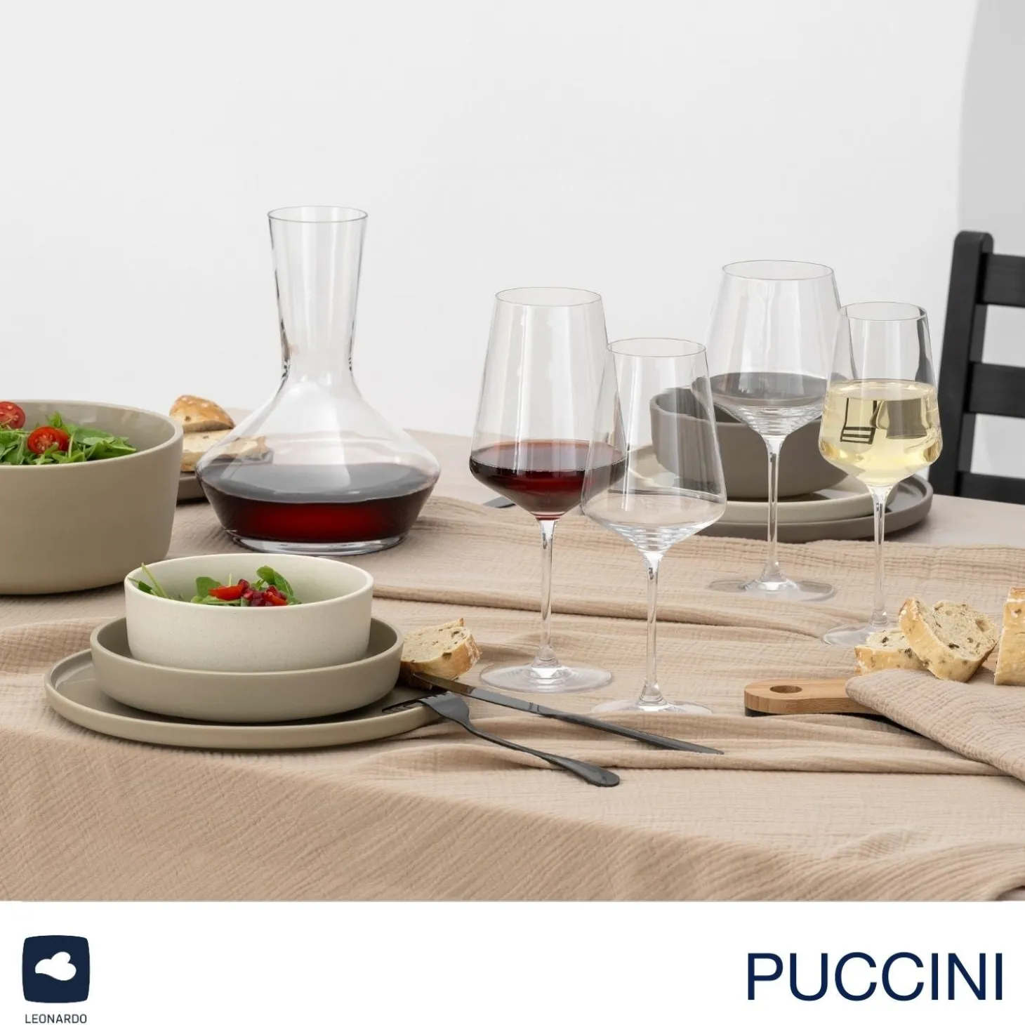 Weißweinglas PUCCINI 560 ml 6er-Set + Poliertuch