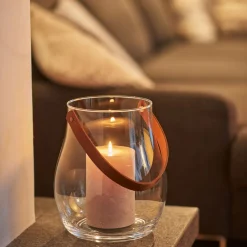 Windlicht GIARDINO mit Lederhenkel 32 cm